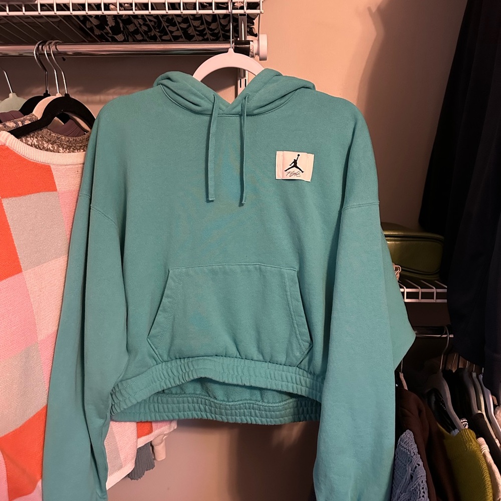 Air Jordan Teal Cropped Hoodie